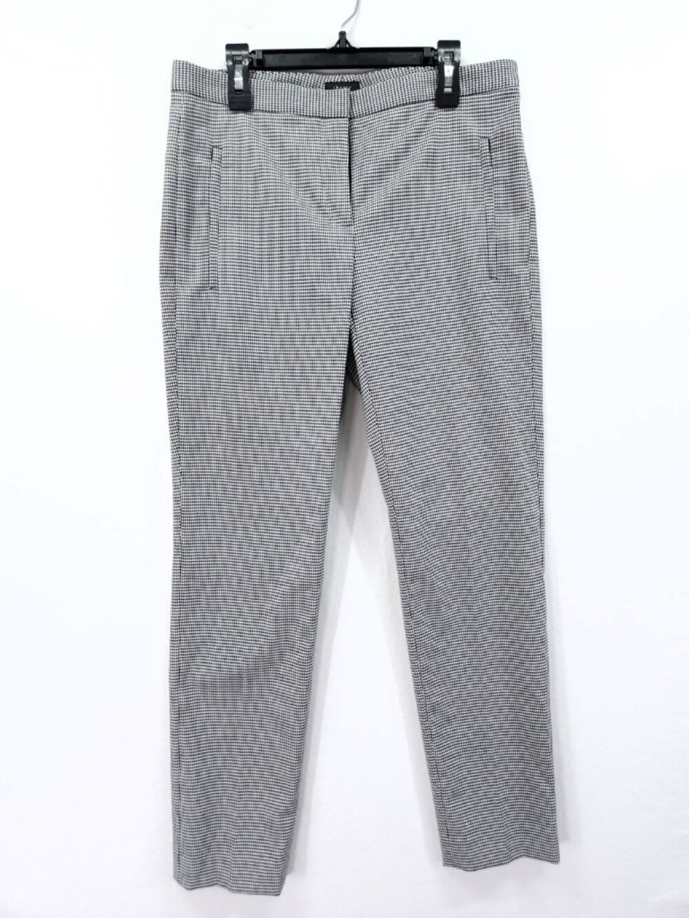 Theory Cropped Pants Virgin Wool Blend Women 4 (30x29) Houndstooth Stretch Slim